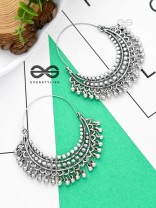 The Dotted Dangling hoops - Oxidised Boho Earrings