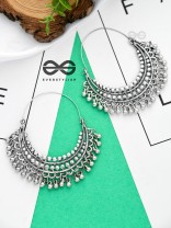 The Dotted Dangling hoops - Oxidised Boho Earrings