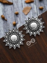 The Bohemian Sun Studs - Oxidised Boho Earrings