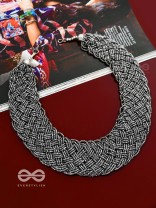 The Beauteous Braided Criss-Cross Beaded Necklace (Silver)
