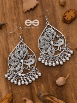 The Intricate Peacock Danglers - Oxidised Boho Earrings