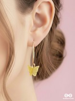 The Beauteous Butterfly Hoops (Yellow) - Golden Casual Earrings
