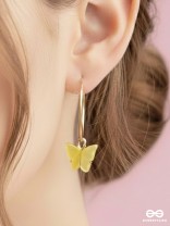 The Beauteous Butterfly Hoops (Yellow) - Golden Casual Earrings