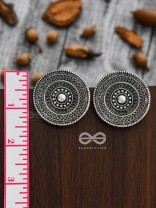 The Intricate Aztec Pattern Studs - Oxidised Boho Earrings