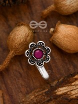 The Floral Delight - Embellished Non-pierced Nosepin (Ruby Red)