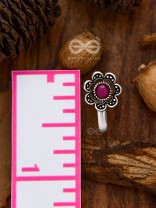 The Floral Delight - Embellished Non-pierced Nosepin (Ruby Red)