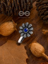 The Floral Fantasy - Embellished Non-pierced Nosepin (Sapphire Blue)