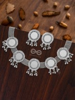The Solar Shimmer - Set of Choker and Earrings - Oxidised Boho Collection