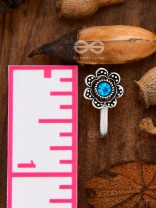The Floral Delight - Embellished Non-pierced Nosepin (Shimmery Blue)