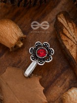 The Floral Delight - Embellished Non-pierced Nosepin (Shimmery Red)