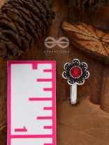 The Floral Delight - Embellished Non-pierced Nosepin (Shimmery Red)