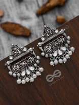 The Boho chic Intricate Embellished statement earrings (Fluid White)