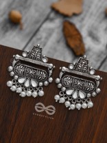 The Boho chic Intricate Embellished statement earrings (Fluid White)