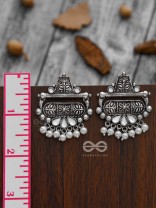 The Boho chic Intricate Embellished statement earrings (Fluid White)