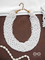 The Beauteous Braided Criss-Cross Beaded Necklace (White)