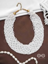 The Beauteous Braided Criss-Cross Beaded Necklace (White)