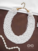 The Beauteous Braided Criss-Cross Beaded Necklace (White)