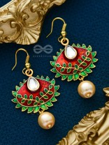 The Little Mesmerisers - Hand Painted Meenakari Earrings (Wine-Emerald)