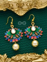 The Little Mesmerisers - Hand Painted Meenakari Earrings (Pine Green)