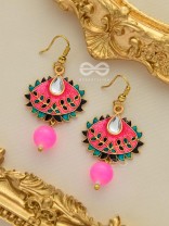 The Little Mesmerisers - Hand Painted Meenakari Earrings (Fuscia)