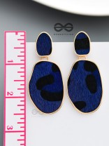 The Chic Leopards - Golden Dangler Earrings (Royal Blue)