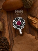 The Embellished Whirlwind - Oxidised Non-pierced Nosering (Ruby Red)