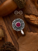 The Embellished Whirlwind - Oxidised Non-pierced Nosering (Ruby Red)