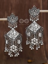 The Peacock Artwork Oxidised Square Statement Jhumkas