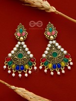 The Embellished Intricacy - Golden Statement Earrings