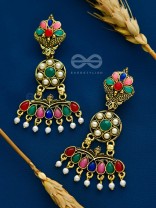 The Embellished Ecstasy - Golden Statement Earrings