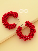 A Glimmer of Shimmer - Playful Embellished Hoops (Scarlet Red)