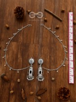 A Divine Allure - Oxidised Silver Earrings with hair Attachement