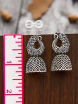 The Intricate Peacock Delight - Oxidised Boho Jhumkas
