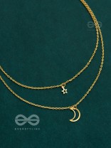 The Elegance Of Night Sky - Golden Multilayered Neckpiece With Anti-Tarnish Coating 