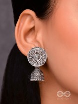 The Shield of Motifs -  Oxidised Boho Jhumki