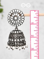 The Intricate Floral Cocktail - Embellished Oxidised jhumkas 