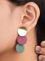 The Triple Layered Colourblock Geometry - Statement Dangler Earrings