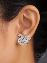 The Crystal Feathered Swans - Statement Embellished Stud Earrings