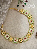 The Royal Panache - Statement Golden Set of Neckpiece and Earrings