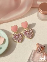 The Gems of Love - Golden Embellished Earrings