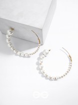 The Crescent Moon Pearls - Statement Hoops