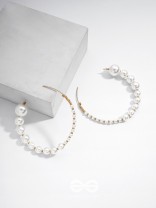 The Crescent Moon Pearls - Statement Hoops