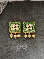 The Windows of Opulence - Set of Statement Choker and Earrings( INDIA GREEN)
