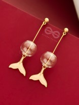 Princess of the Oceans - Golden Mermaid Tail Dangler Earrings