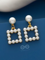 A Pearly Geometry - Golden Statement Earrings