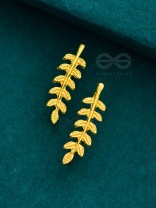 Nature on my Ears - Golden Leaf Stud Earrings