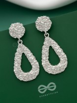 The Shimmery Tear Drops - Silver Statement Earrings