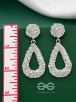 The Shimmery Tear Drops - Silver Statement Earrings