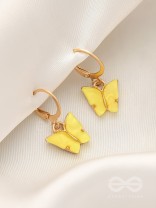 Take the Sky Like a Butterfly - Cute Golden Dangler Earrings (Light Yellow)