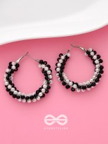 The Beaded Twists - Statement Hoops (Black-White)